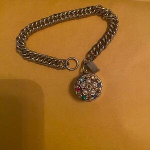 Vintage-Inspired Multi-Stone Pendant Chain Bracelet